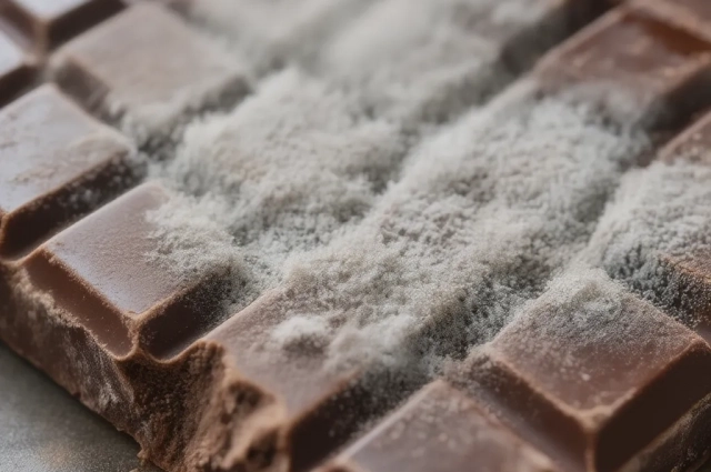 Так может выглядеть плесень на шоколаде.