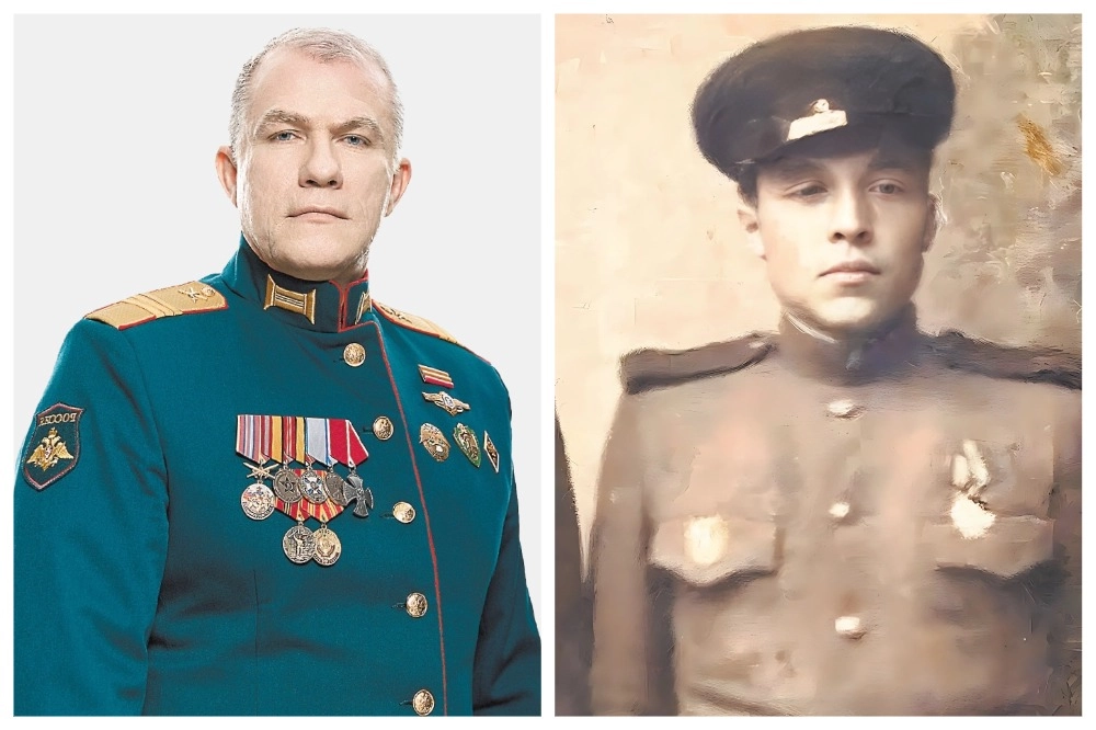Сержант Александр Шелковой и дед Пётр Рябоконь.