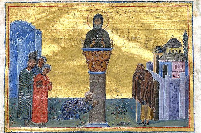Симеон Столпник (миниатюра Минология Василия II)