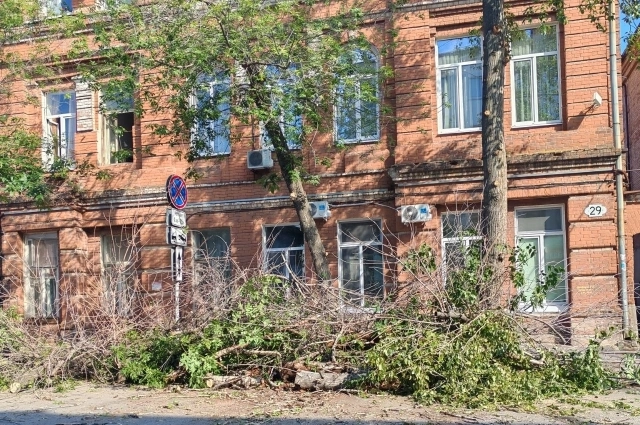 Ещё фото с ул. Степана Разина после спила деревьев.