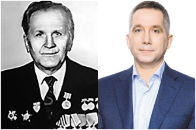 Защитник Москвы Владимир Трембач и его внук Олег Леонов.