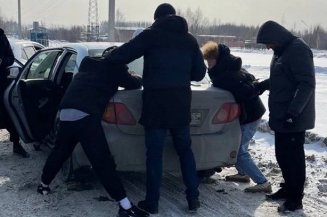 Момент задержания банды.