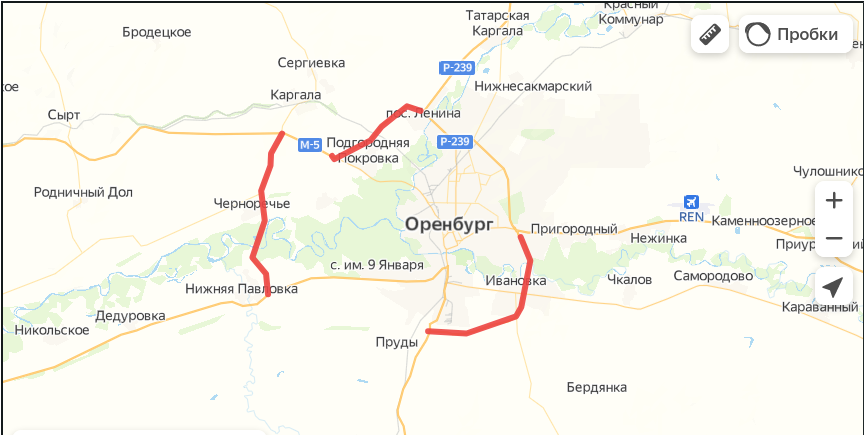 Федеральные дороги вокруг Оренбурга