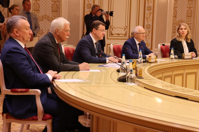 Губернатор Самарской области Дмитрий Азаров на встрече с президентом Республики Беларусь Александром Лукашенко. 