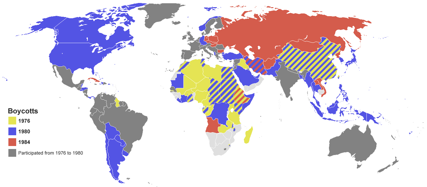 Карта бойкотов Олимпийских игр