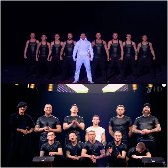  Группа «Юди» в финале шоу «Британия ищет таланты» (вверху) и на шоу  «Минута славы».