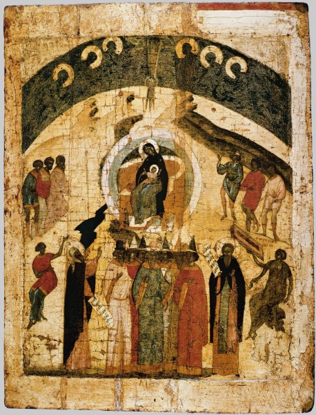 Икона Собор Пресвятой Богородицы (Ростово-Суздальская школа, Середина XV века).