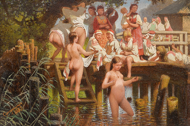 Густав Климт, «Мужской торс без головы» (Standing nude male torso).
