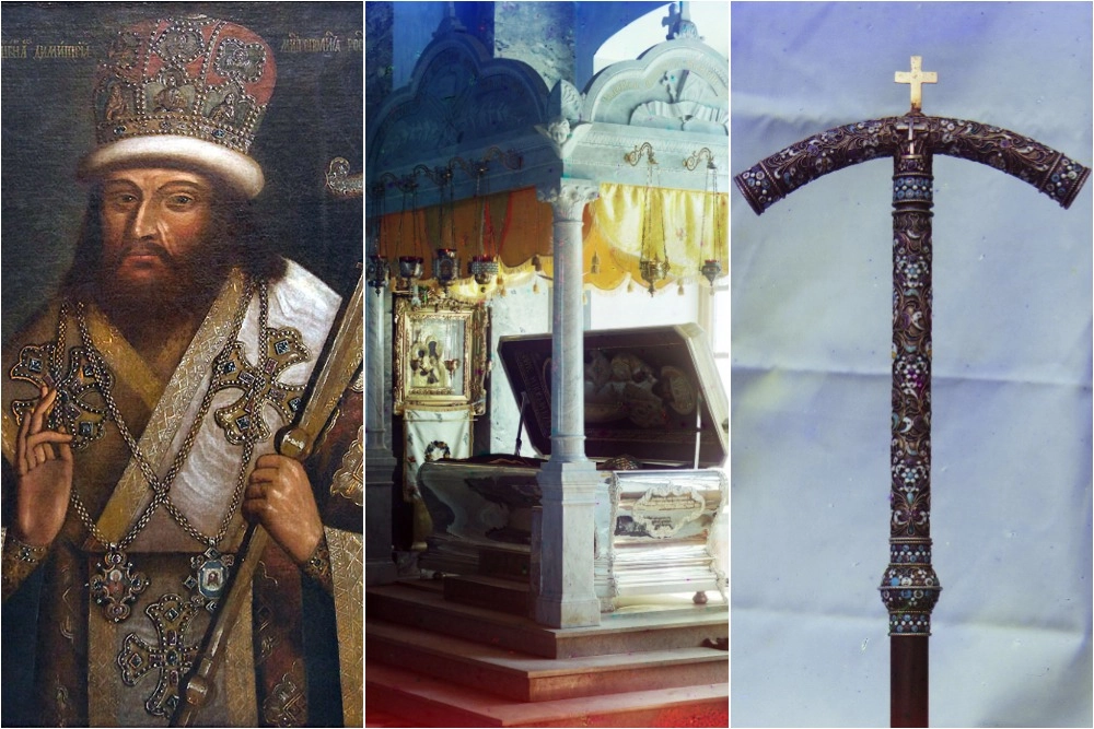 Димитрий Ростовский — епископ Русской православной церкви, митрополит Ростовский и Ярославский; Рака с мощами св. Димитрия Ростовского в Зачатьевском соборе Спасо-Яковлевского монастыря; Архиерейский посох Димитрия Ростовского.