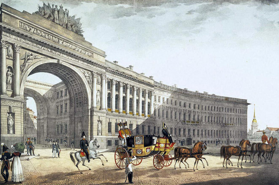 Арка Главного штаба была построена в честь победы над Наполеоном. 