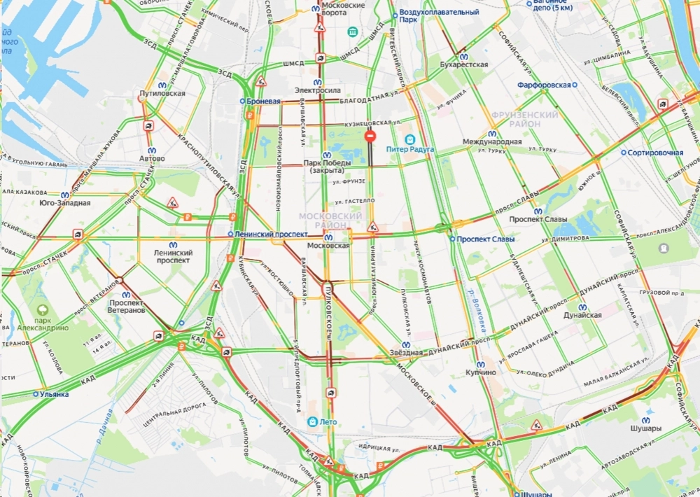 Дорожная ситуация на 17.45. Кликабельно.