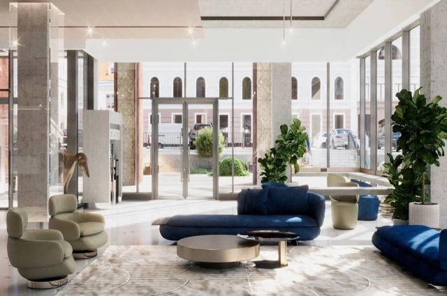 В бизнес-центре будут три панорамных окна. 