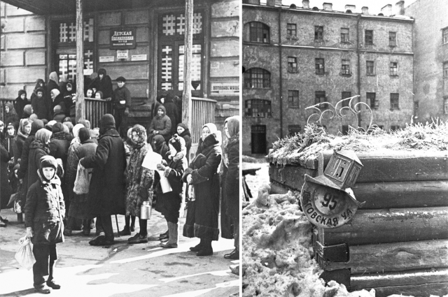 Очередь в детскую поликлинику № 12 в блокадном Ленинграде, 1942. Ул. Лиговская, 95 (Лиговский пр.), Николай Хандогин
