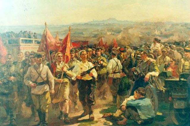  Парад белорусских партизан в Минске. 16 июля 1944 г. . Е. А. Зайцев, 1947 год