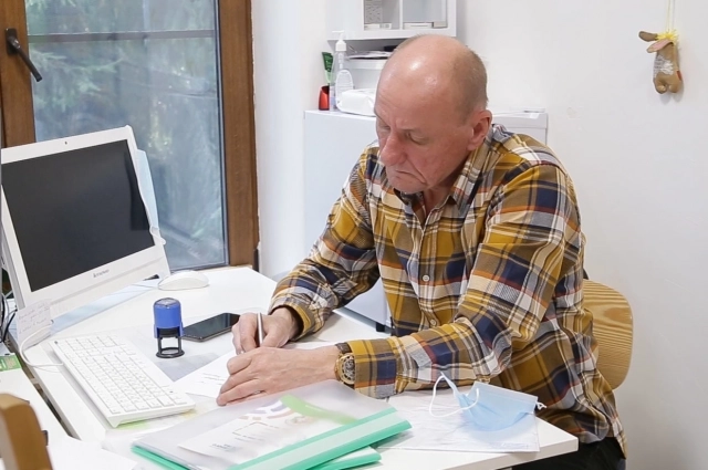 Коробейников во время приёма.