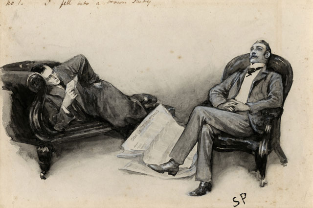 Шерлок Холмс и доктор Ватсон. Рисунок Сидни Пэджета, 1893 год