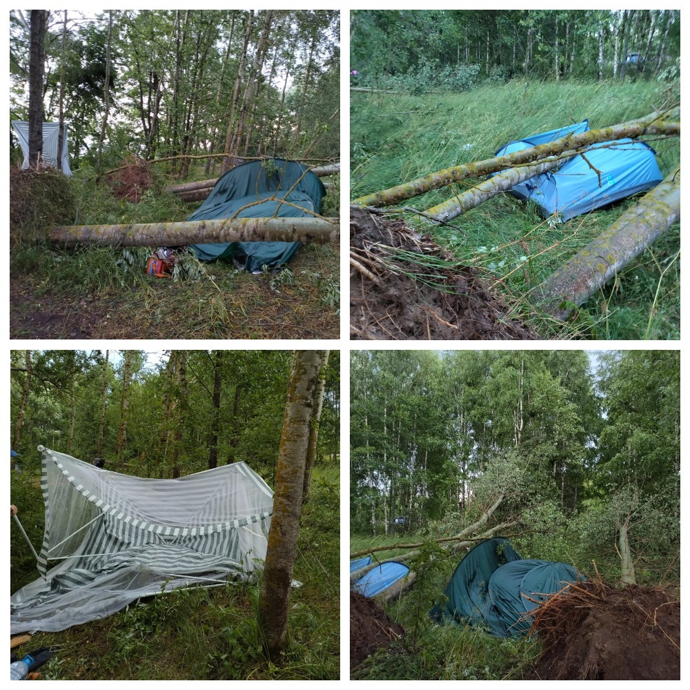 Под Конаково на отдыхающих в палатках у Волги повалились деревья