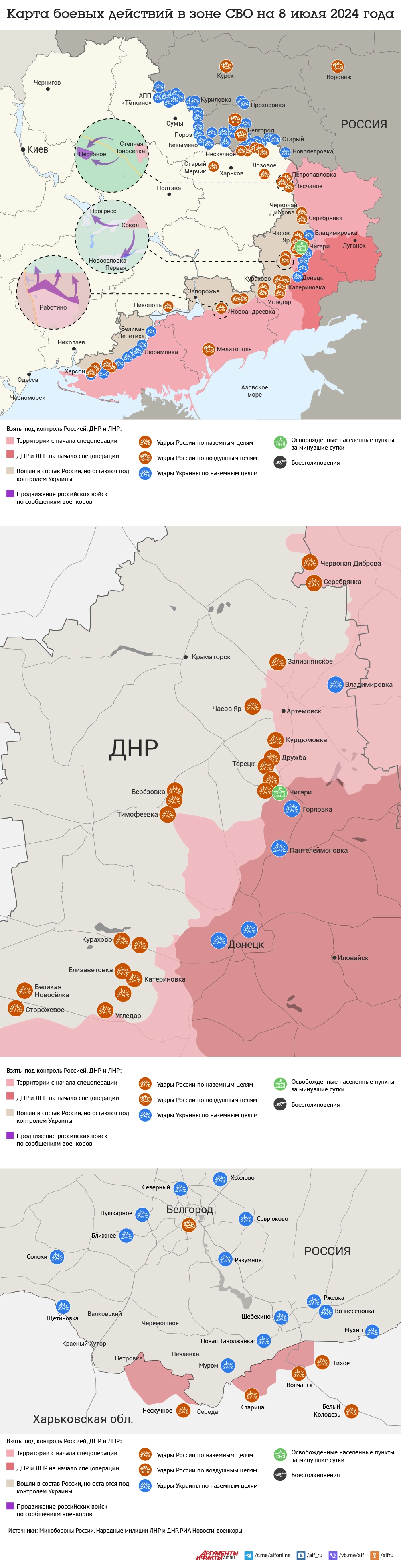 Карта боевых действий в зоне СВО на 8 июля 2024 | Аргументы и Факты