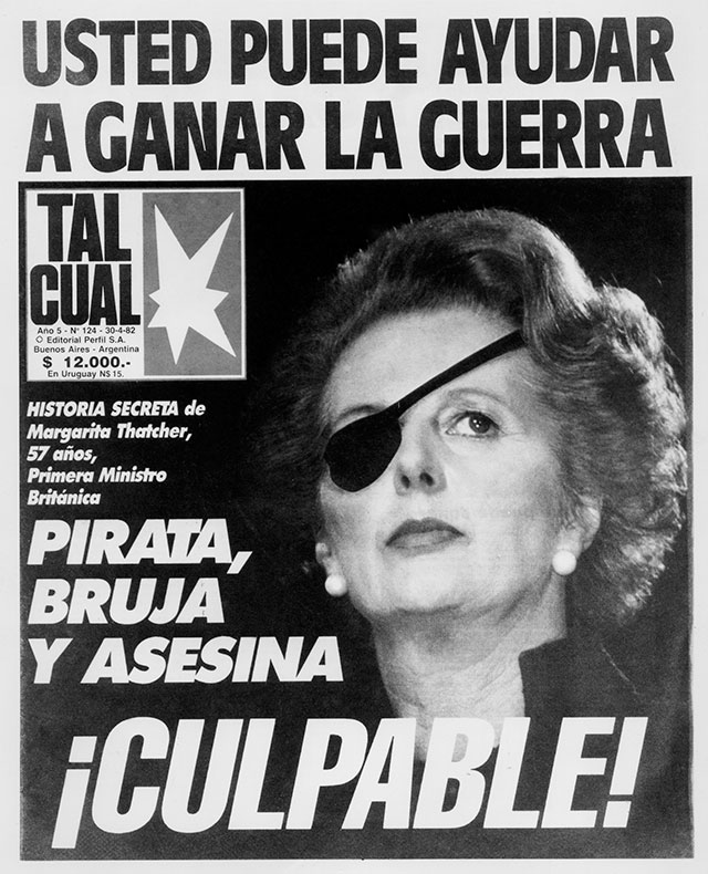 Обложка аргентинского журнала с изображением Маргарет Тетчер в образе пирата.