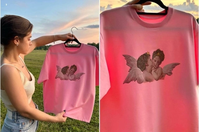 В прошлом году Анастасия расшивала 15 футболок с рисунком ангелов.