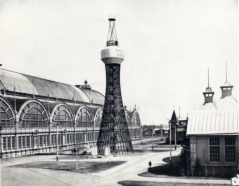 Первая в мире гиперболоидная башня Шухова, Нижний Новгород, фотография А. О. Карелина, 1896 г.