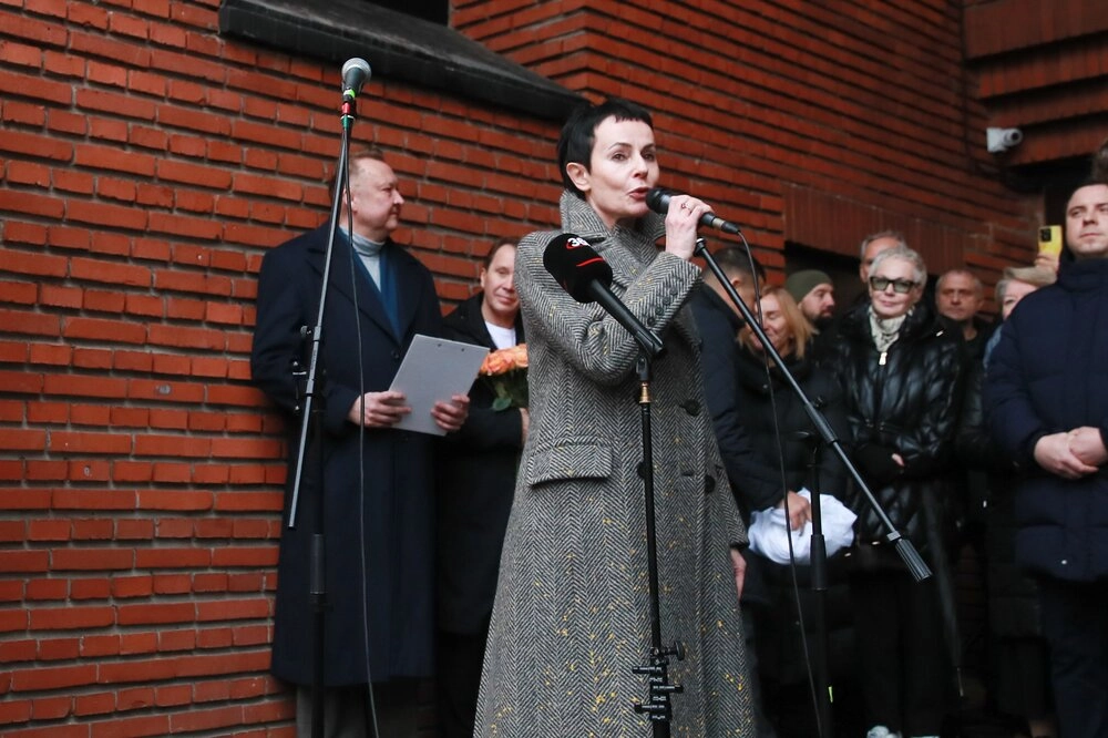 на открытии памятника народному артисту РФ, основателю Театра на Таганке Юрию Любимову, 2025 г.