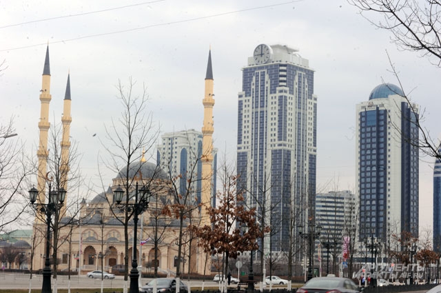 Вид на комплекс «Грозный Сити» и мечеть «Сердце Чечни».