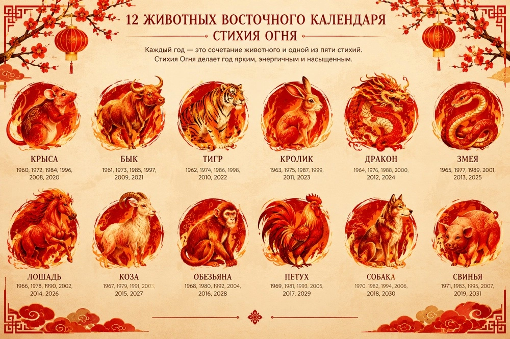 Восточный календарь в стихии огня /